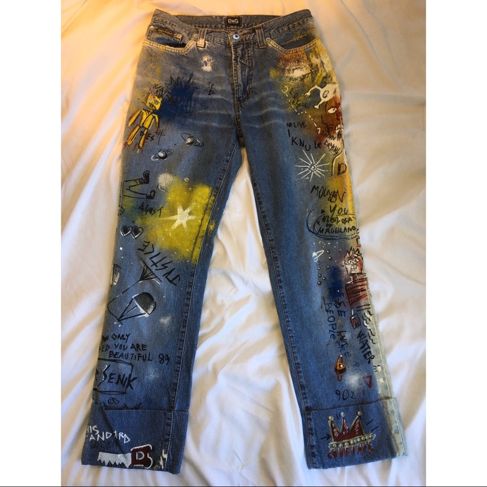 Dolce Gabbana early 2000s basquiat/graffiti denim.